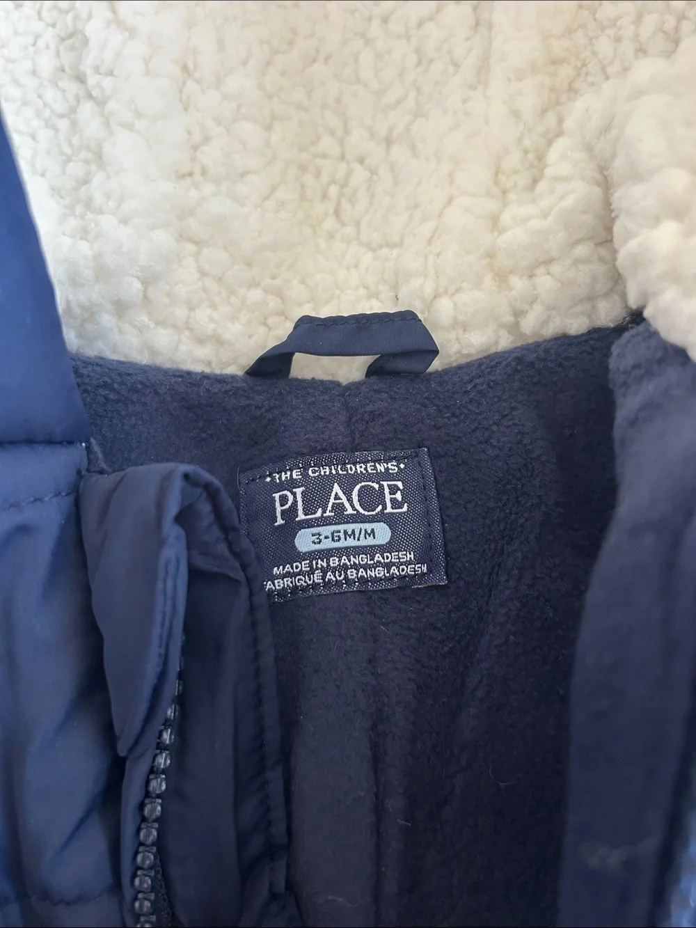 The Children's Place NWOT Navy Quilted Sherpa-Lined One-Piece Snowsuit | 3-6mo